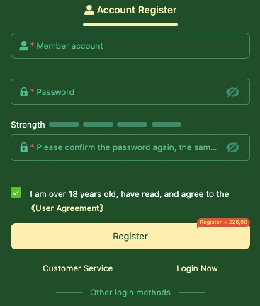 JJWIN register page with login, app, and online casino access
